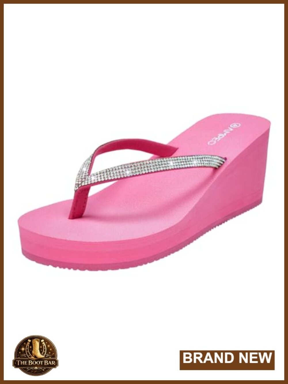 Women's Rhinestone Thong Wedge Sandals Platform Flip Flops